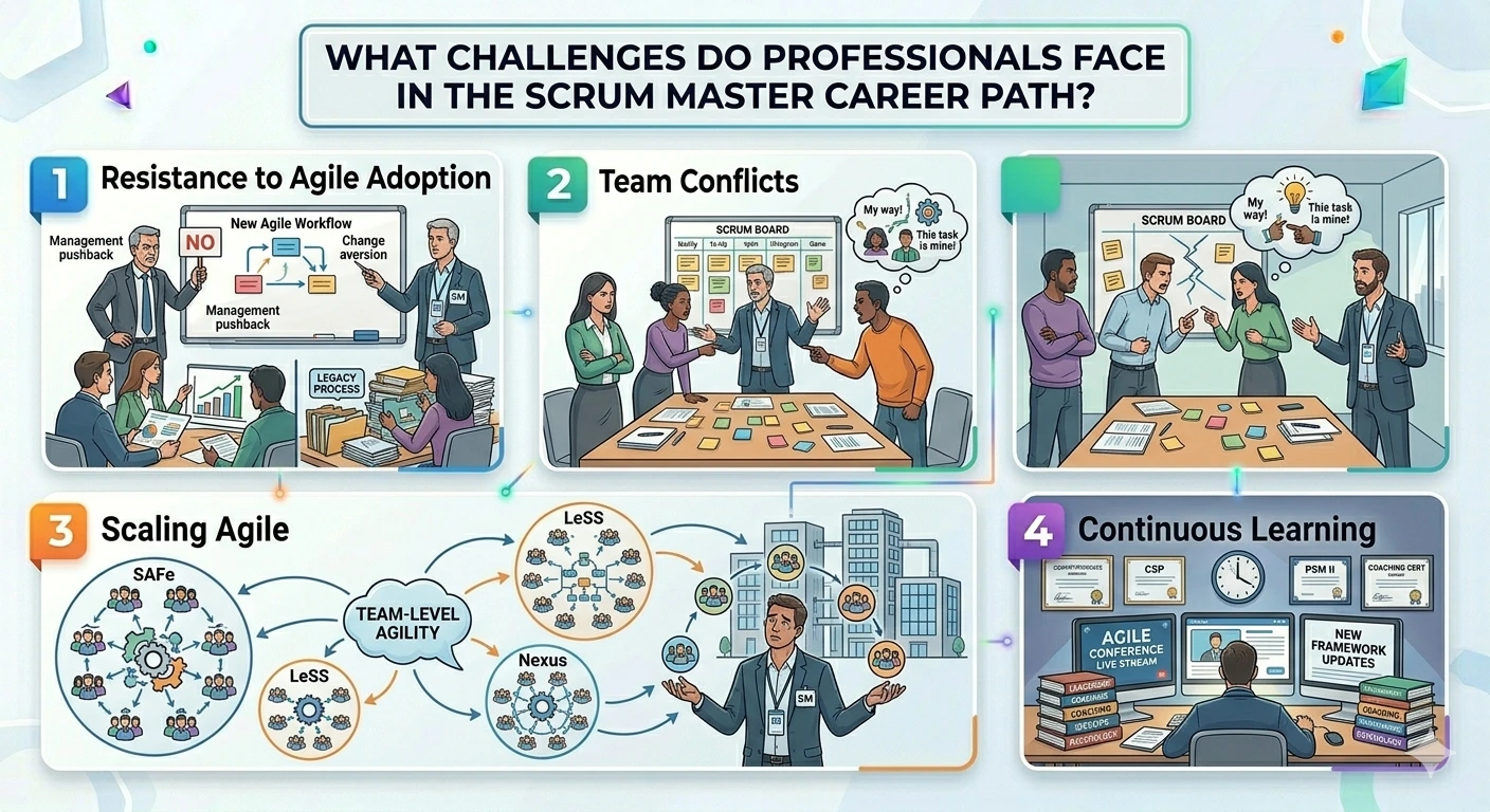 Challenges Do Professionals Face in the Scrum Master Career Path Challenges Do Professionals Face in the Scrum Master Career Path